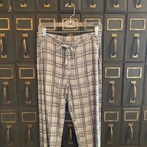 XCVI Plaid Drawstring Pants - Gray and Cream
